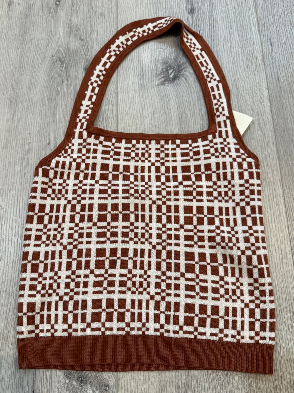 NWT Abercrombie & Fitch Rust and White Geometric Knit Crop Top Halter Tank
